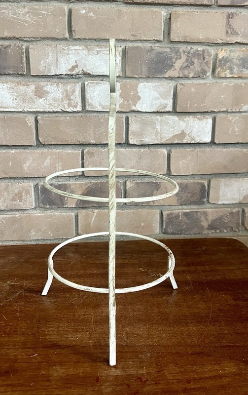 Vintage Distressed Metal 2 Tier Dessert Plate Stand Scroll Tea Party Server gallery