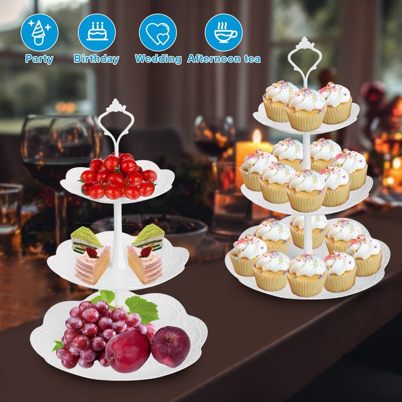 Coitak 3 Tier Cupcake Stand, Plastic Tiered Serving Stand, Dessert Tower Tray... gallery