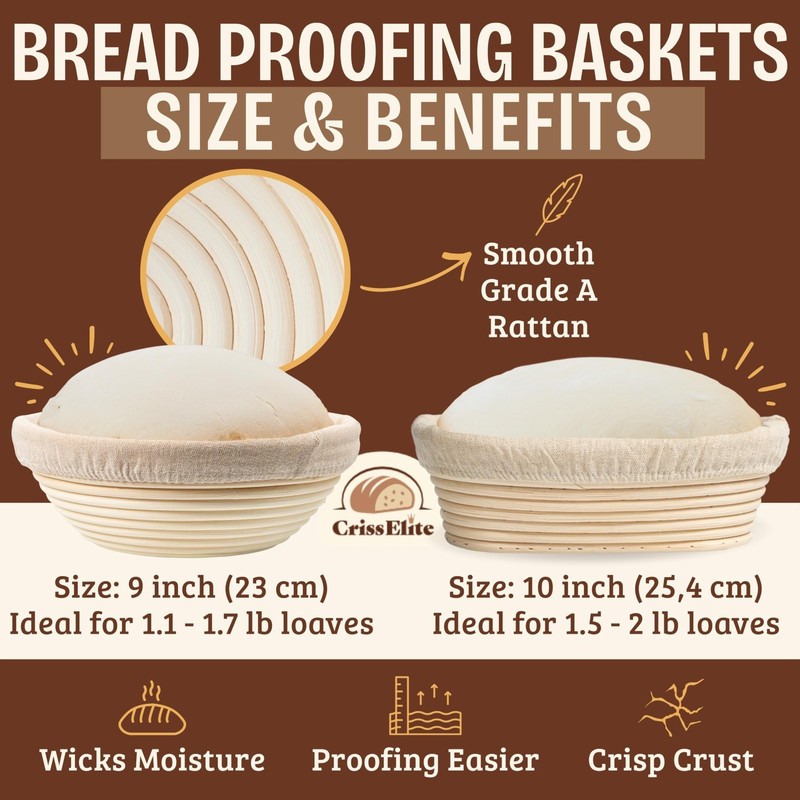 Complete Sourdough Starter Kit with Glass Jar, Banneton Baskets & Baking Tools gallery