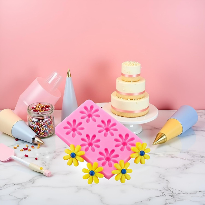 Daisy and Chrysanthemum Silicone Molds - Multi-Purpose Flower Shapes for Cake De gallery