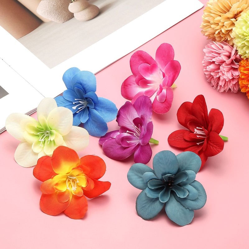 20 Pcs Artificial Cattleya Flower Heads, Fake Cattleya Heads, Autumn Champagne gallery