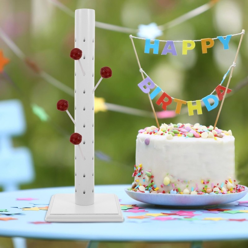 White Adjustable Wooden Cake Pop Stand for Space Saving and Easy Assembly gallery