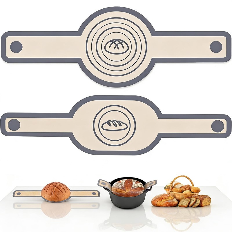 Silicone Bread Sling for Dutch Oven, 2-Pack Oval & Round Non-Stick 6*6, Gray