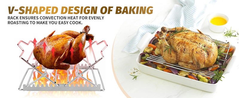 Adjustable Chicken Roasting Rack,Non-Stick Roasting and Cooling Rack, Stainless gallery