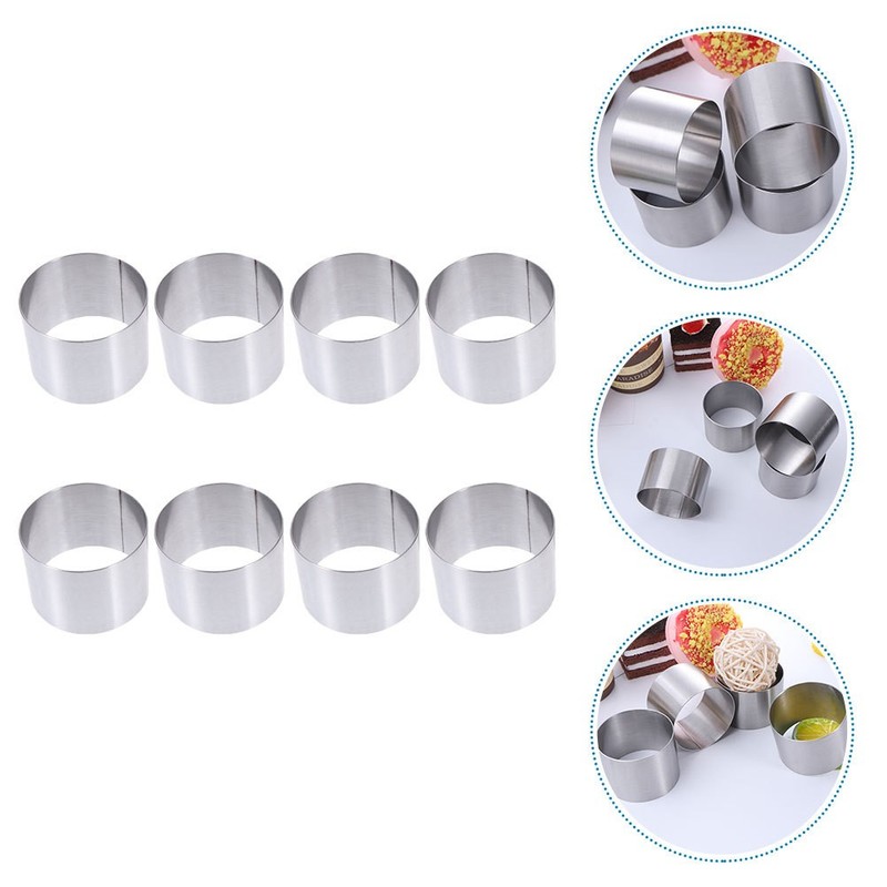 8Pcs Round Cake Mold Set Stainless Steel Non Stick Baking Plates for Kitchen Use gallery