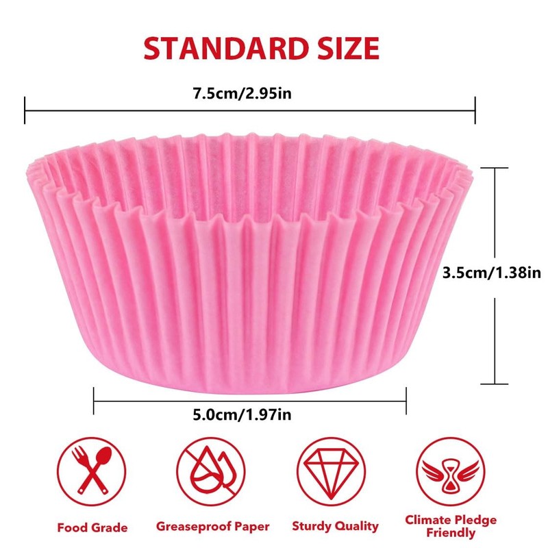 200-Count Standard Pink Cupcake Liners Greaseproof Muffin Baking Cups gallery