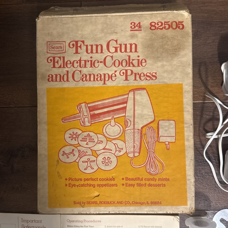 Vintage Sears Fun Gun Electric Cookie Canape Press 82505 Complete Tested gallery