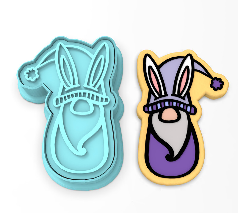 Bunny Gnome Cutter & Stamp #1 | Easter Fairy Pixie Egg Spring Rabbit Ears Gnomes