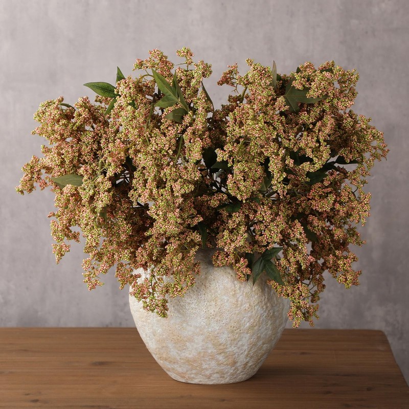 Zeyune 3 Pcs Spring Green Faux Berry Stem Realistic Sedum Stem Spray Artificial gallery