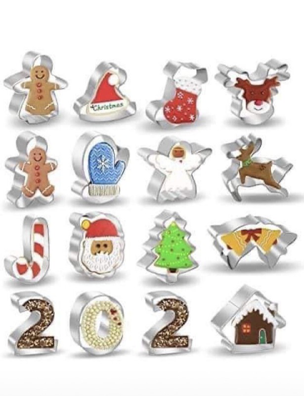 16 piece Christmas cookie cutter set, Stainless Steel gallery