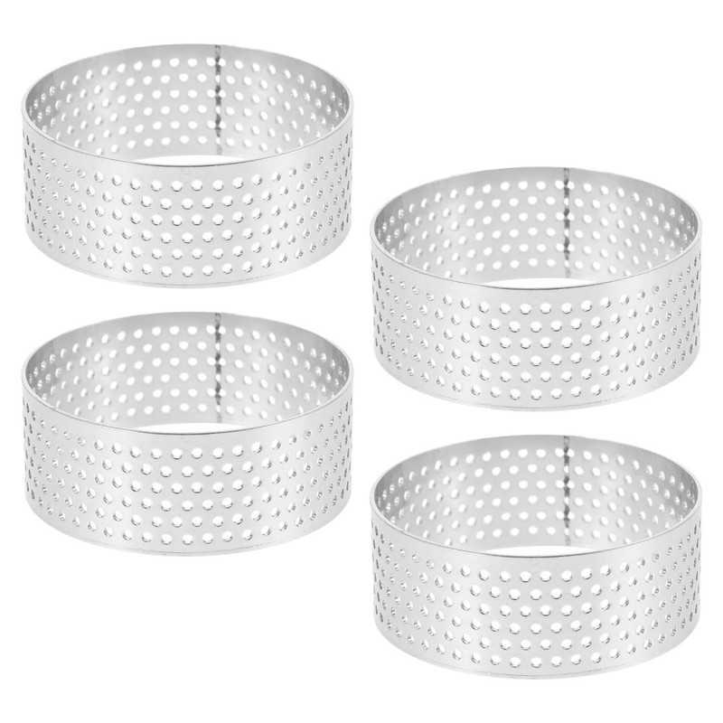 4pcs Stainless Steel Tart 1.97 Inch Perforated Cake Mousse - Round gallery