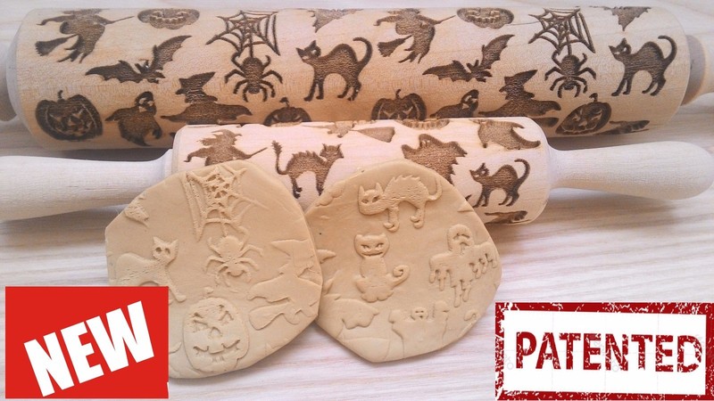 Happy Halloween Wooden Rolling Pin Laser Cut Netting Pattern Halloween Party