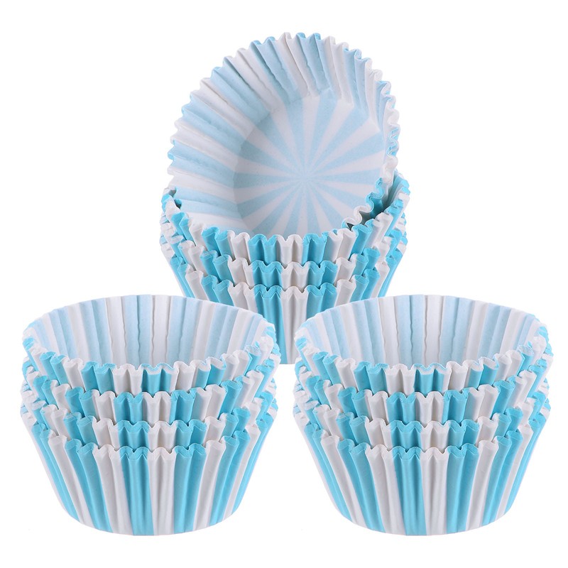 300 Count Cupcake Liners Blue Stripe Cupcake Muffins Liners Paper Baking Cups