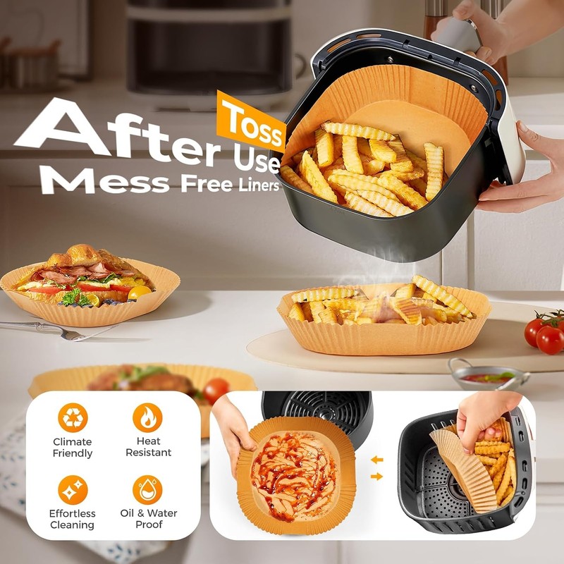 400 Pcs Air Fryer Liners Disposable 8" Square Heavy-Duty Parchment Paper gallery