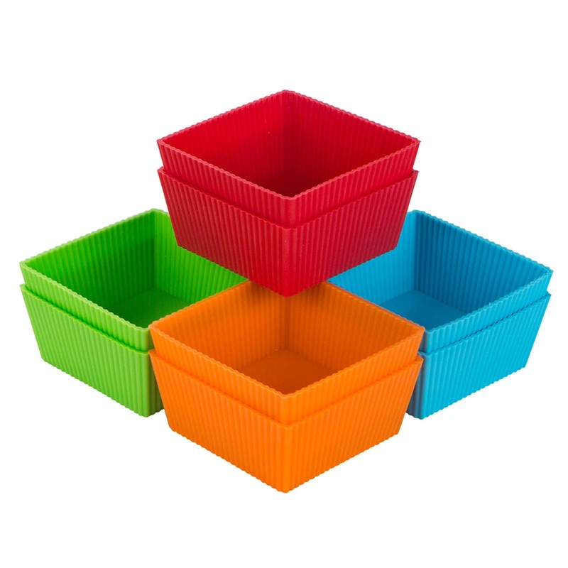 3.5 Inch Jumbo Baking Cups Reusable Silicone Square Cupcake Liners Non-stick …