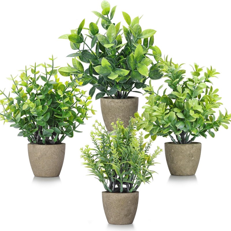 FAVOWREATH 4 Pack Fake 7.2 inches (H) x 4.7 (W) x (D), Grey