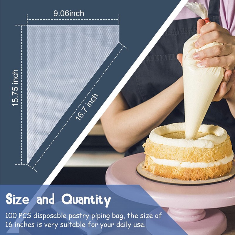 Disposable Icing Pastry Piping Bags, 100 Pcs 16Inch 16 Inch, green, white gallery