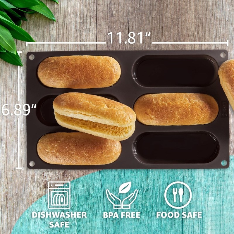 Silicone Hot Dog Buns Mold | Non-Stick Baking Pan gallery