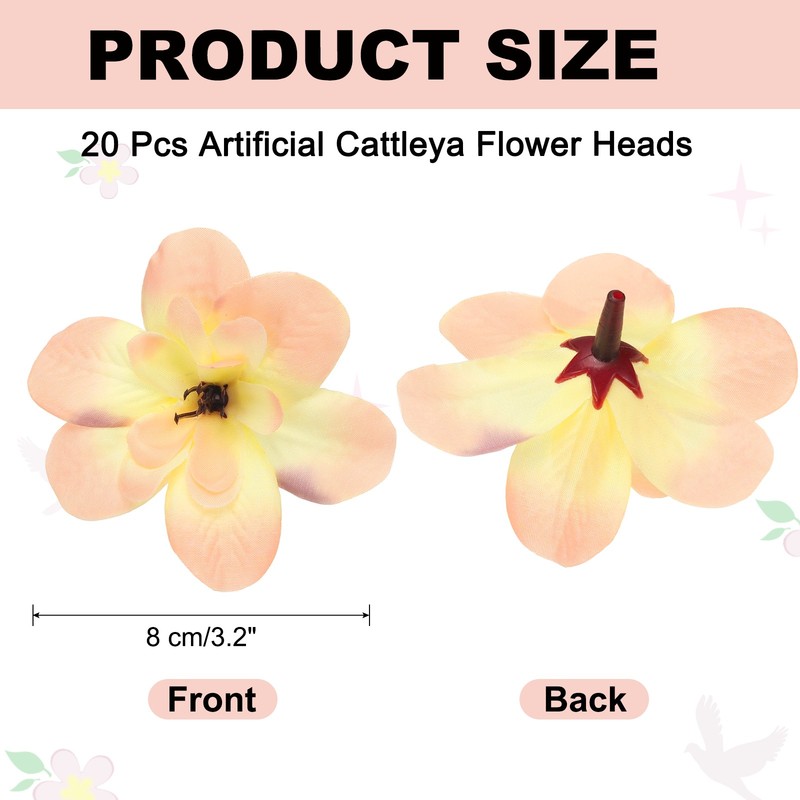 20 Pcs Artificial Cattleya Flower Heads, Fake Cattleya Heads, Autumn Champagne gallery