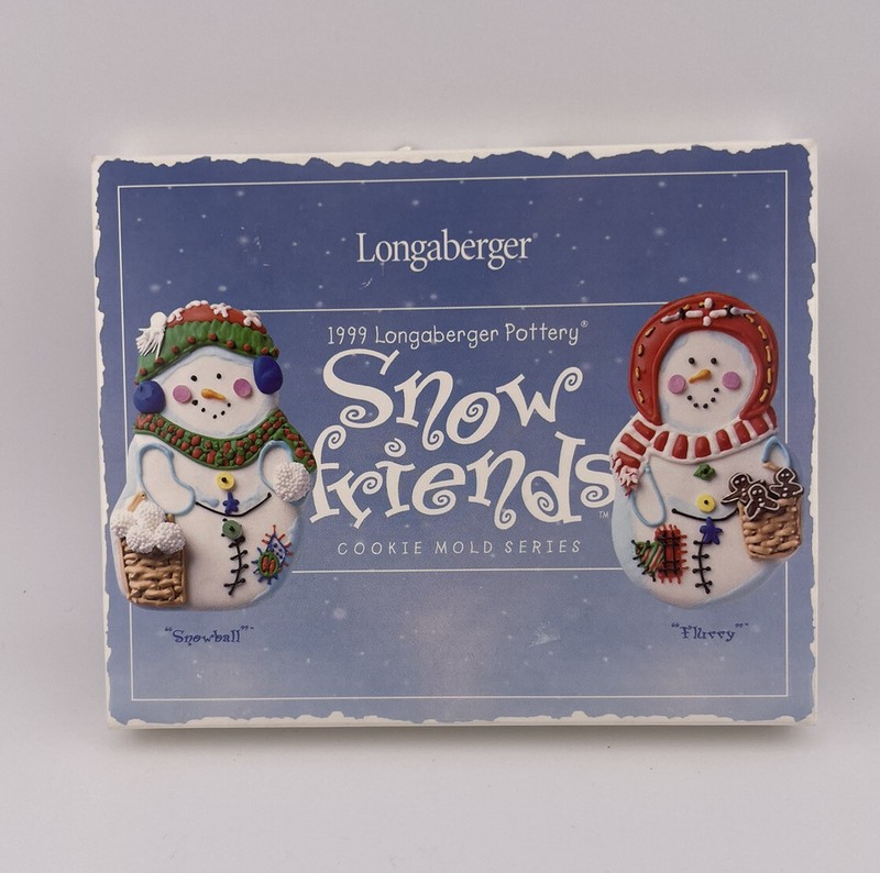 1999 Longaberger Pottery Snow Friends Cookie Molds – Snowball and Flurry