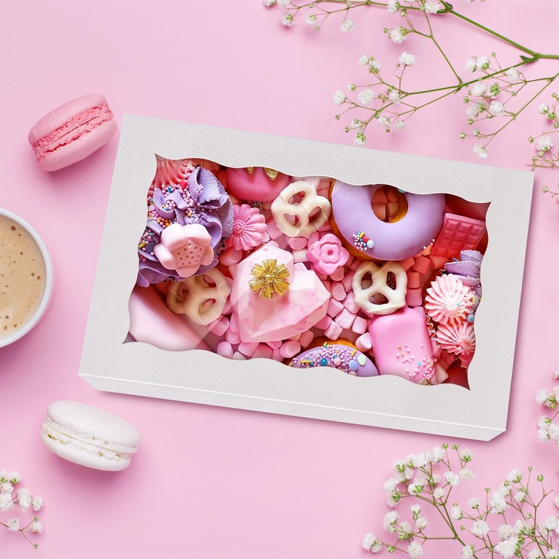 50Pcs 7" x 4 3/8" x 1 1/2" inches,Bakery Boxes with Window, Cookie Boxes, Cho... gallery
