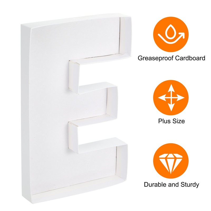 6.7" Cardboard Number for Charcuterie, Cardboard Food Tray (White Letter E) gallery