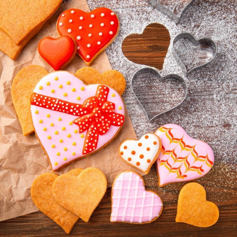 7PCS Heart Cookie Cutter Set Stainless Steel Valentine Sandwich Biscuit Mold gallery