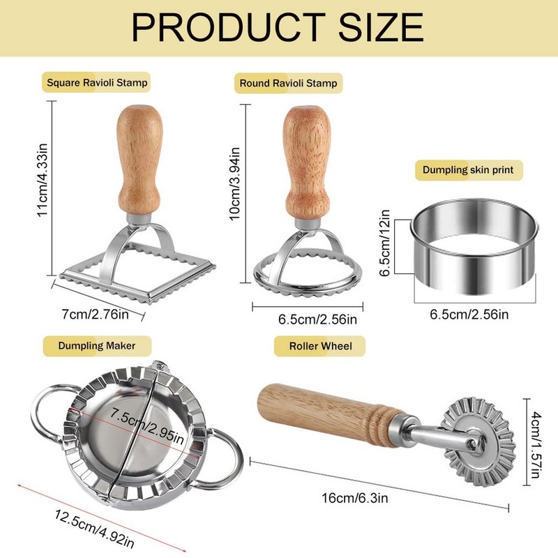 Ravioli Pasta Cutter Wheel Set of 5, Ravioli Makers with Roller Ravioli Stamp... gallery