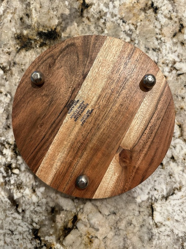 Wood and Brass Cheese Board w/ Glass Cloche gallery