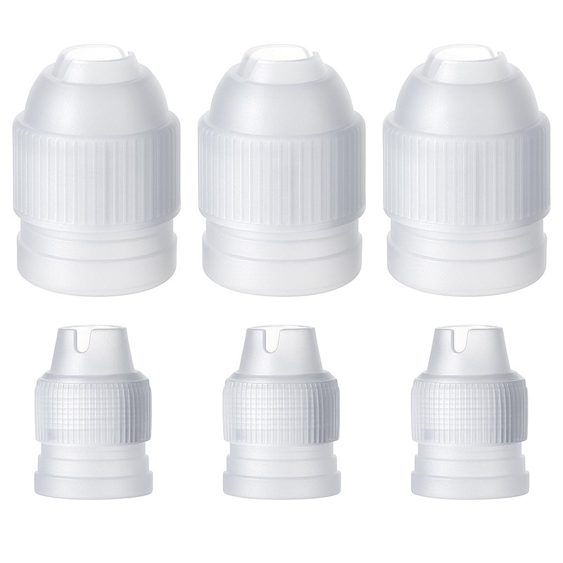 6 Pieces Couplers for Piping Bags Two Different Sizes Large-6 PCS, White