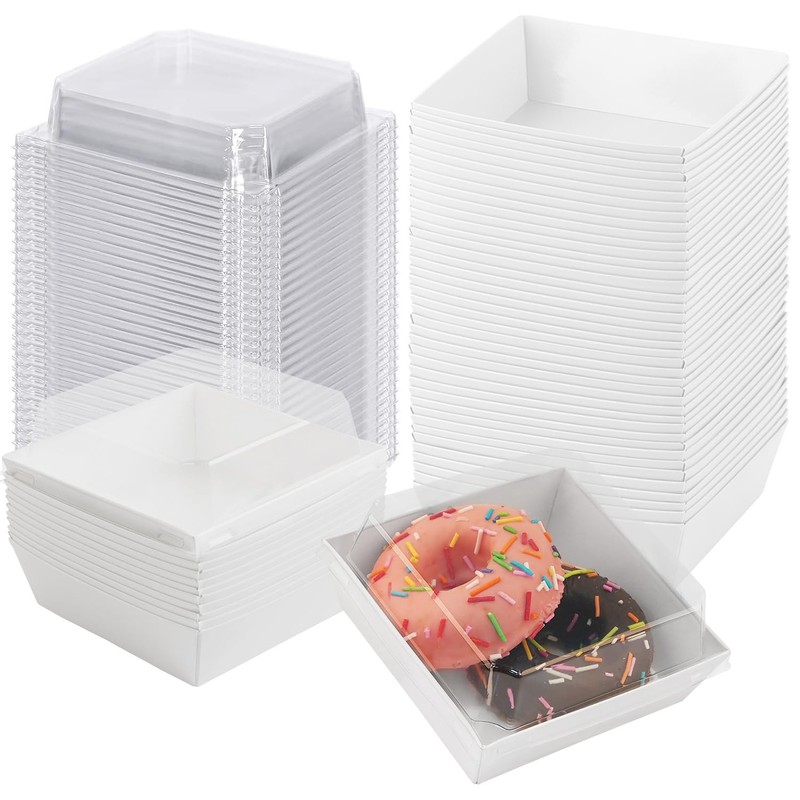 50 Pack Small Charcuterie Boxes with Clear Lids – Disposable Food Containers,…