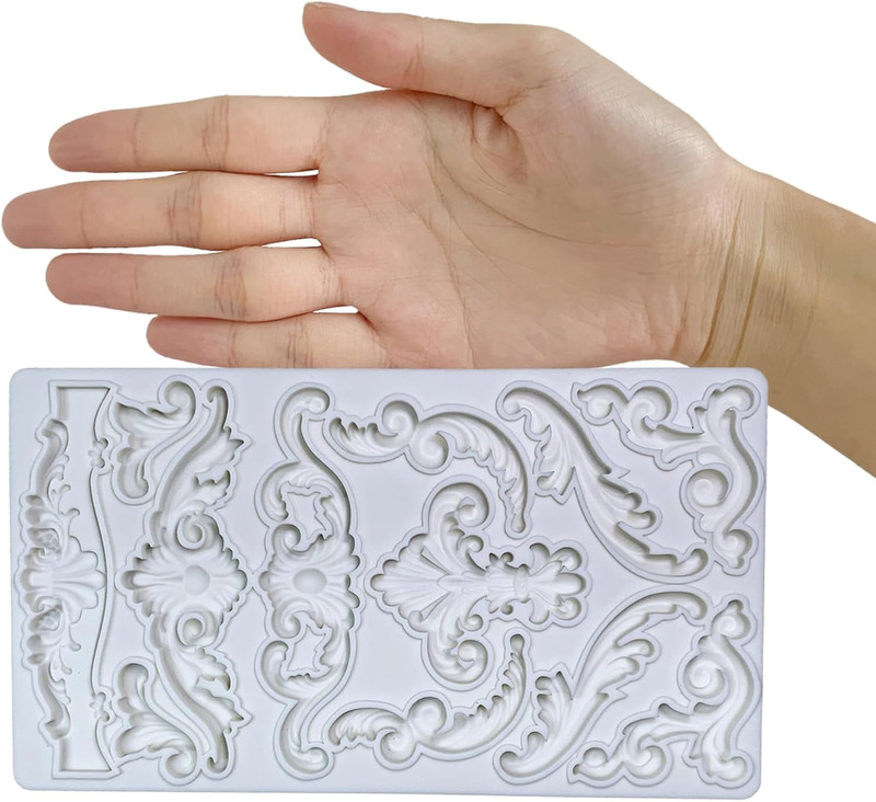 Baroque Curlicues Scroll Lace Border Relief Flower Lace Filigree Sculpted Decora gallery