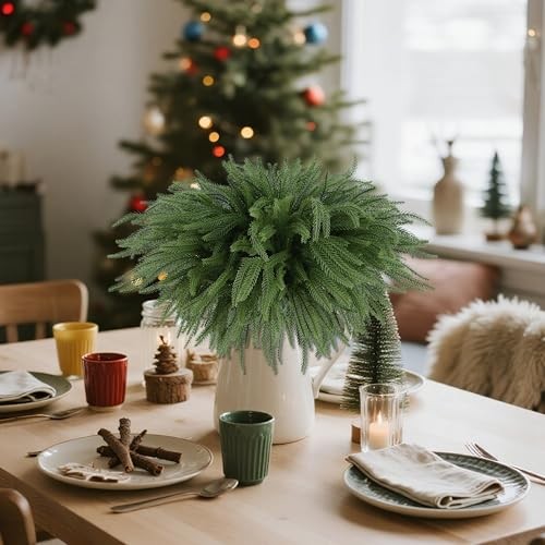 18" Norfolk Pine Stems -Pack Real Touch Artificial Christmas Greenery Stems 16 gallery