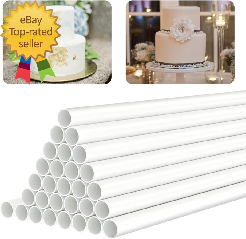 White Plastic Cake Dowel Rods for Tiered Cake Construction and Stacking Supporti