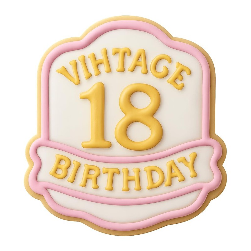 Vintage 18 Birthday Cookie Cutter & Stamp, Fondant & Clay - 4x3.5 gallery