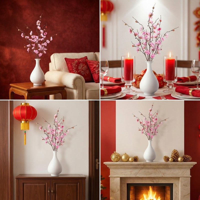 Grainbuds 20Pcs Cherry Blossom Branches Artificial Flowers For Winter Spring gallery