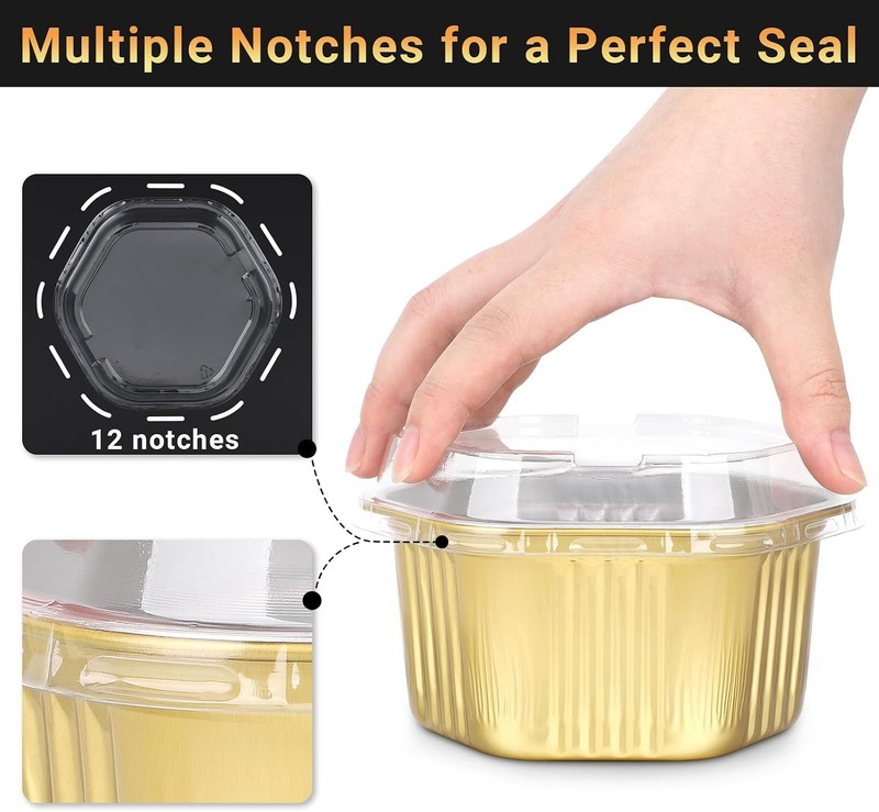 Disposable Baking Cups with Lids, 50 Pack 20oz 598ml Aluminum Foil Ramekins Pans gallery