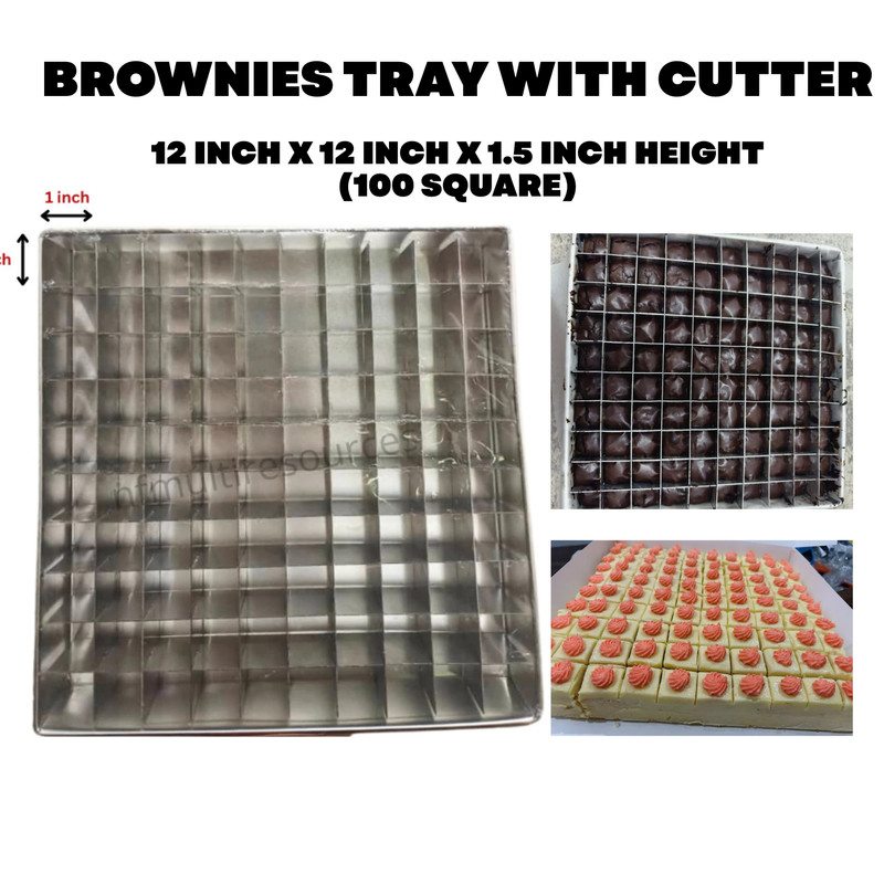 Brownie Tray Pan with Divider 12 x12x1.5in 100 Slot Aluminium Baking Mold Cake