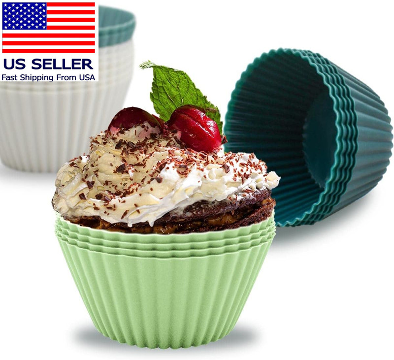 24 Pack Silicone Baking Cups Reusable Muffin Liners Non-Stick Cup Cake Molds Set gallery