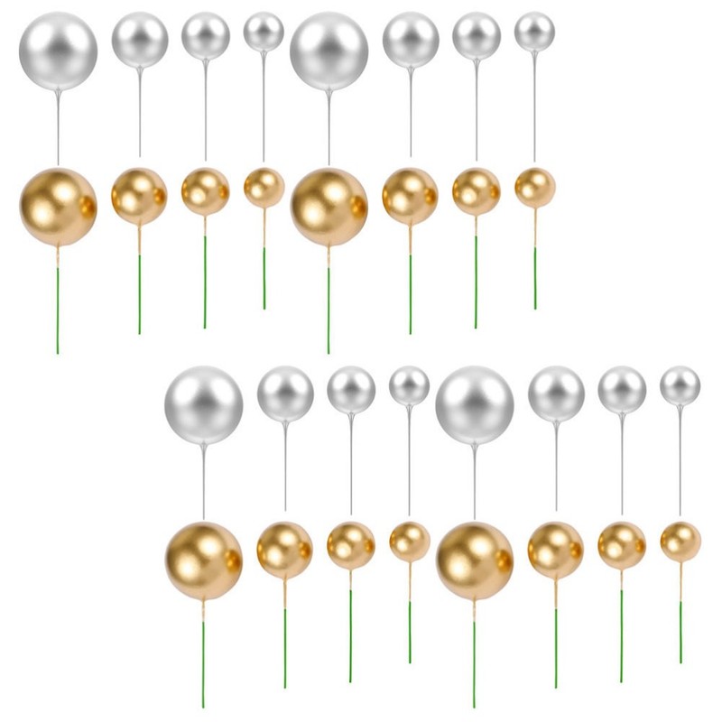 108 PCS Cake Topper Balls Sticks Cupcake Decoration for Birthday
