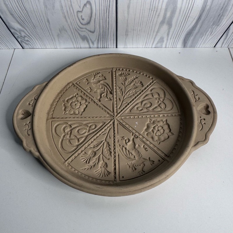 Vintage 2003 Brown Bag Cookie Shortbread Stoneware Mold Floral Rare