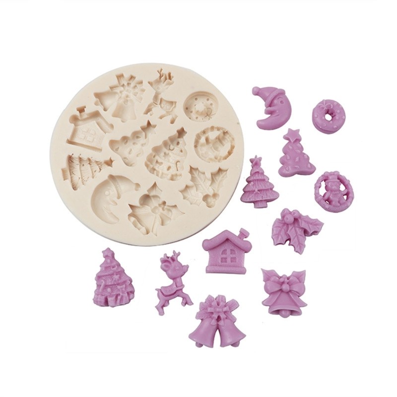 Chocolate Fondant Cake Silicone Mold Candy Deer Bell Snowman Moulds DIY Baking gallery