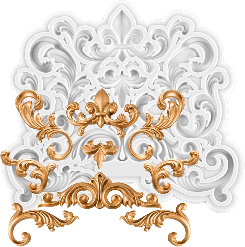 Baroque Silicone Mold Silicone Molds for Clay Curlicues Scroll Lace Silicones Mo
