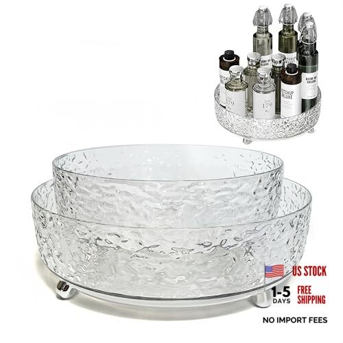 2Pcs Premium Lazy Susan Organizer,9&11in 9 inch + 11 inch (Set of 2) Clear