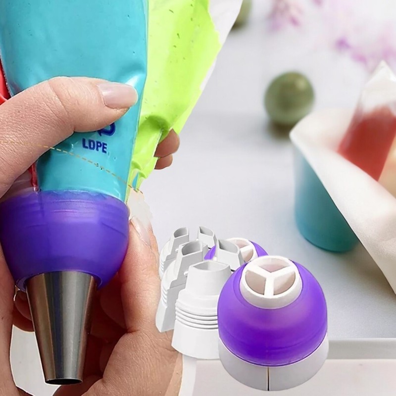 12pcs Russian Tips Cake Decorating Supplies Tulip Nozzle with 3 color coupler gallery