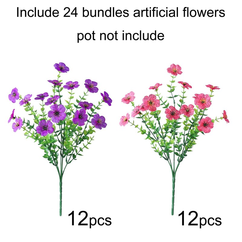 Ivydale Artificial Flowers For Outdoor 24 Bundles Fake Mums Eucalyptus Leaves gallery
