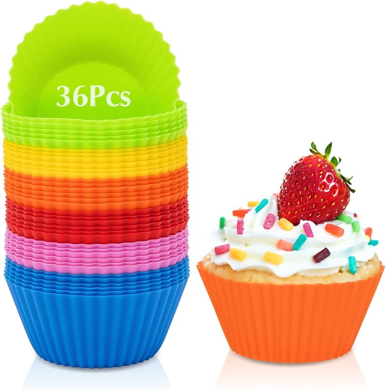 Silicone Cupcake Baking Cups 36-Pack Reusable