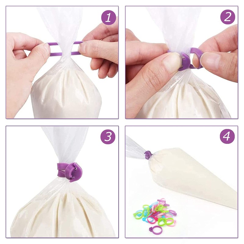30 Pcs Pastry Bag Ties, Silicone Icing Reusable Piping 5 Color gallery