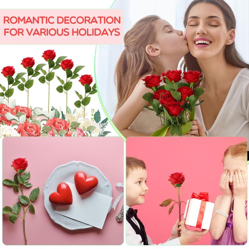 Hotop 120 Pcs Roses Artificial Flowers In Bulklong Stem Artificial Flower gallery