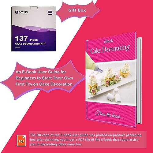 Cake Decorating Kit,137pcs Cake Decorating Supplies with Cake Turntable Pink gallery